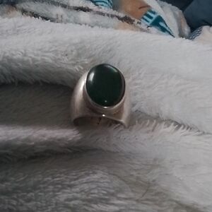 MEXICANA Silver Ring with Dark Green Stone